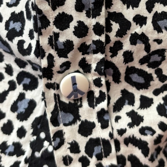 John Lennon thrashed Dress Shirt Leopard Print Faux Leather Trim Rocker Shirt - Picture 2 of 14